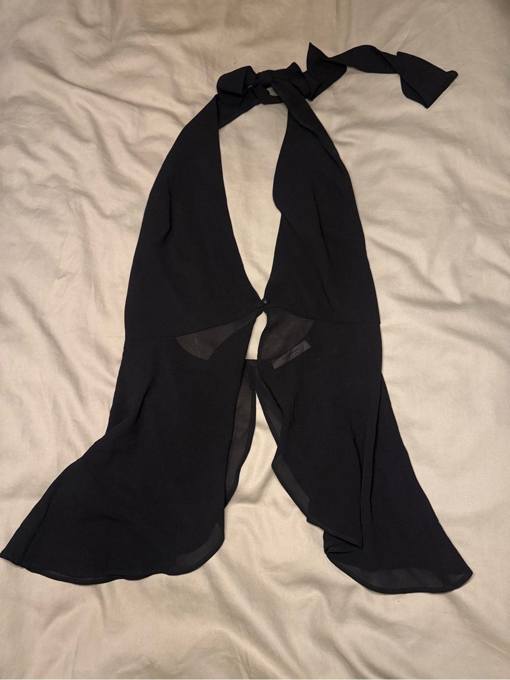 Peppermayo flowy fairy sheer front closure halter top black